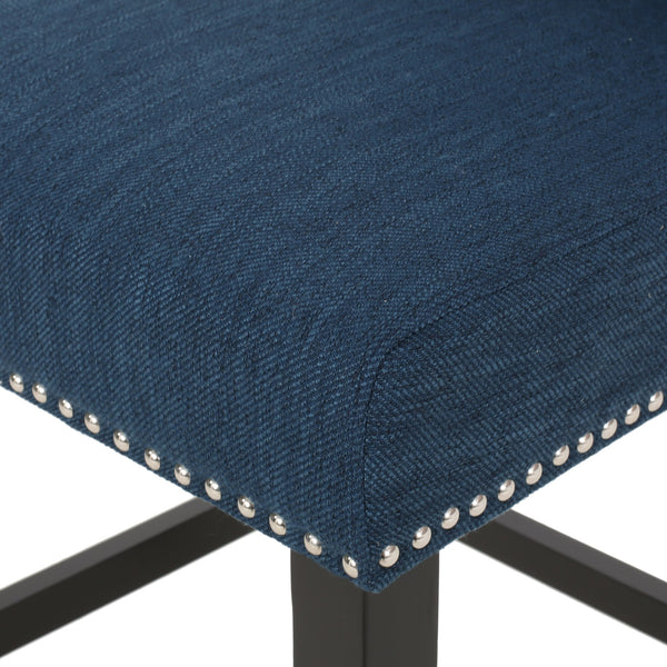 English Elm Christopher Knight Home® - Vienna Tufted Wingback Counter Stools Set of 2 — Button-Tufted Fabric, Nailhead Trim, Rubberwood Frame Navy Blue 64856.00NBLU