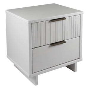 English Elm Granville 18" Nightstand - Elegant White 2-Drawer Storage With Gold Hardware & Textured Design B365P398520