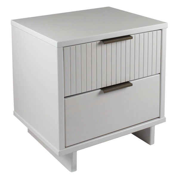 English Elm Granville 18" Nightstand - Elegant White 2-Drawer Storage With Gold Hardware & Textured Design B365P398520
