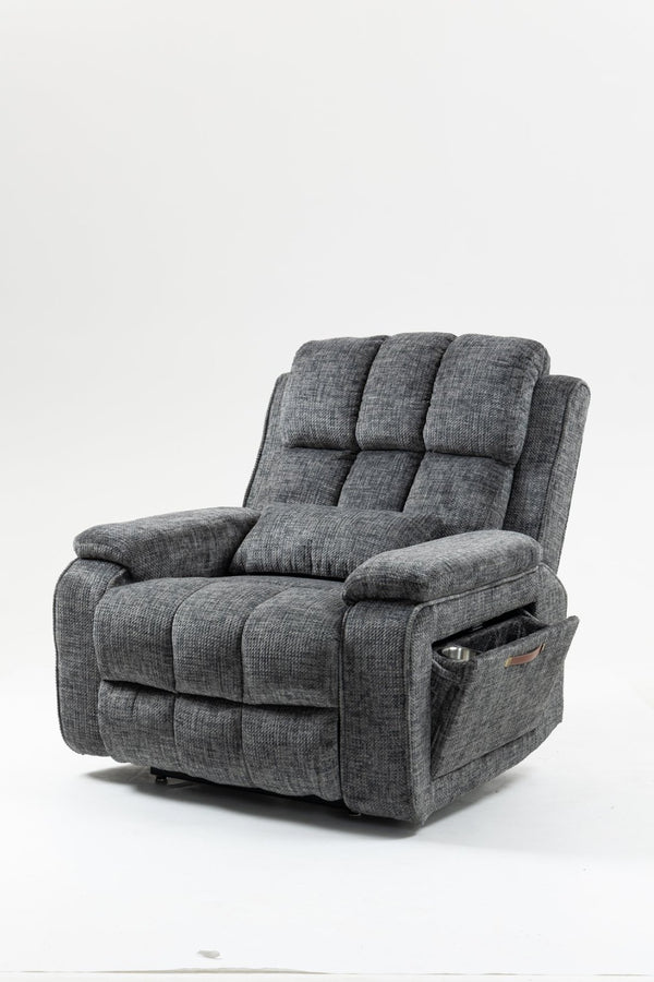 English Elm Oversized Power Lift Recliner Chair with Massage Heating and Usb Charging for Living Room Grey W547S00071