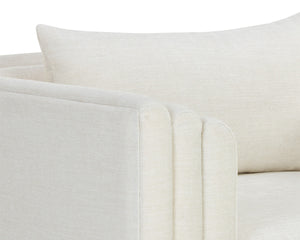 Sunpan Kira Armchair - Modern Design with Soft Geometric Lines, Durable Performance Fabric, Handcrafted Elegance Heather Ivory Tweed