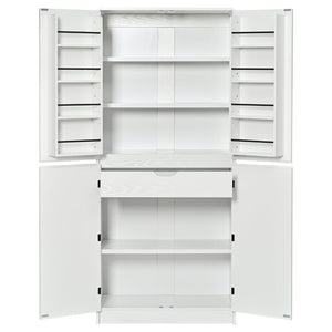 English Elm K&k Farmhouse Pantry Cabinet 72 Inch Tall Mdf Cupboard with Adjustable Shelves White N707S000021W