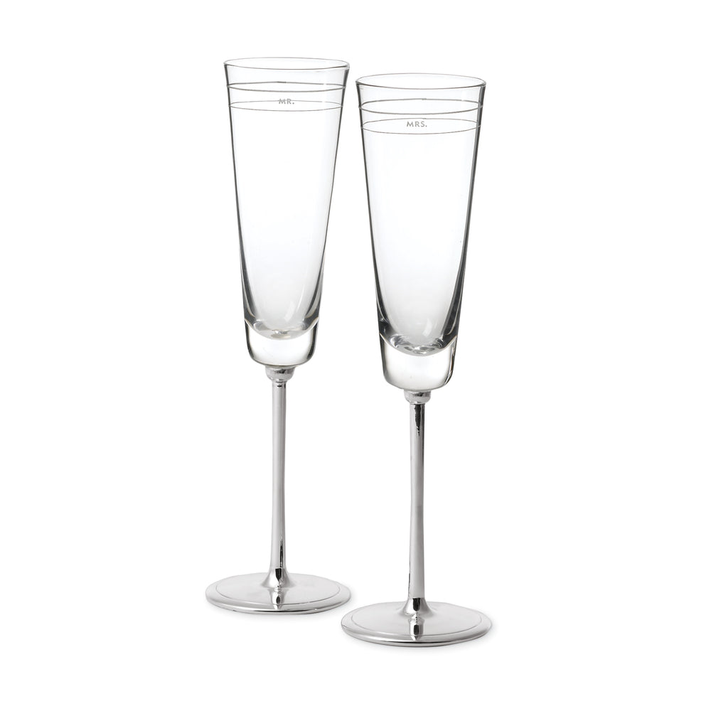 Lenox Darling Point Kate Spade Mr and Mrs Silver Flute Set for Weddings and Toasts 792160