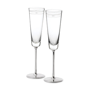 Lenox Darling Point Kate Spade Mr and Mrs Silver Flute Set for Weddings and Toasts 792160
