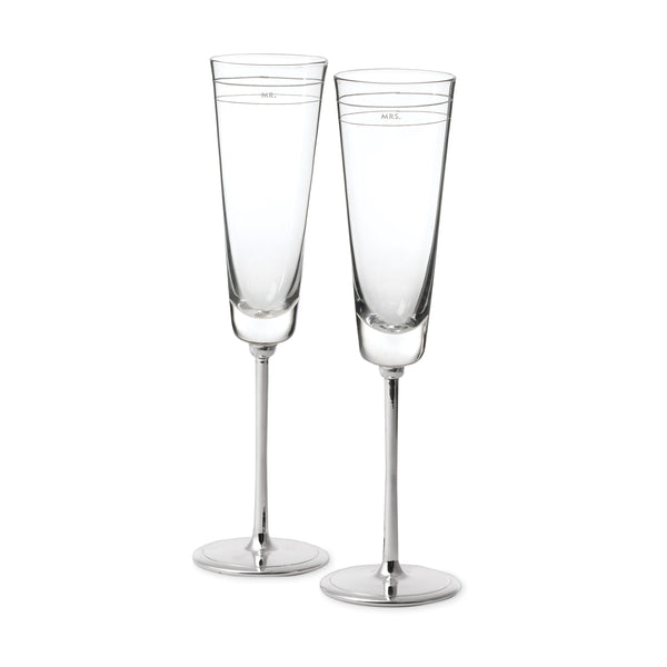 Lenox Darling Point Kate Spade Mr and Mrs Silver Flute Set for Weddings and Toasts 792160
