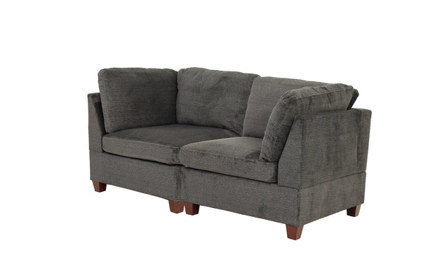 English Elm Modular 2-Piece Soft Gray Chenille Set - Versatile Seating For Stylish Living Room Configurations B089S00002