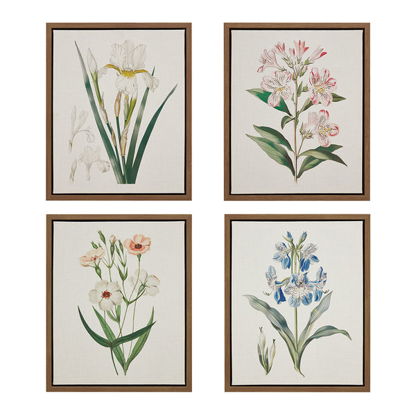 JLA Home Madison Park - Herbal Linen-Texture Botanical Wall Art Set of 4 Framed Prints — Rustic Wood Frames, Gallery-Ready Elegance MP95C-0365