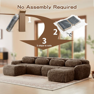 English Elm U-shaped Modular Sectional Sofa with Plush Fabric and High Resilience Foam for Living Rooms Chocolate W714S01546