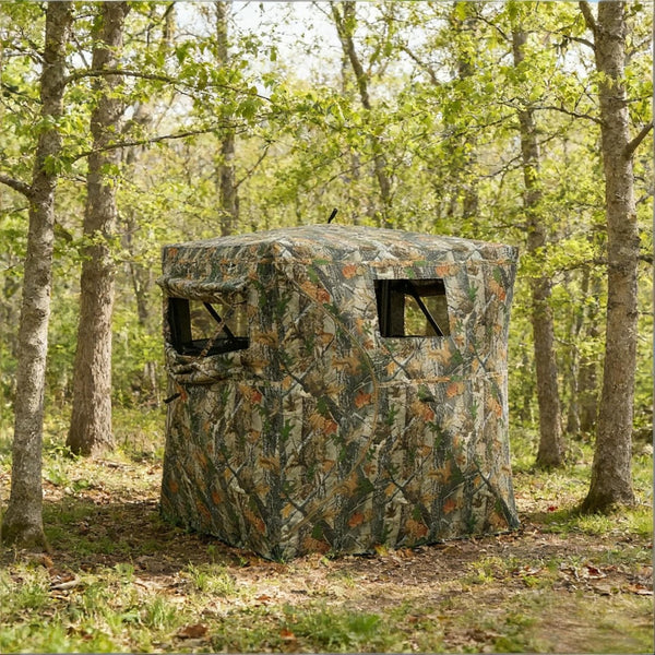 English Elm All-weather Pop up Hunting Blind with 270 Degree See Through Mesh Maple Camo T3971P486715