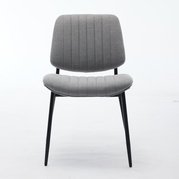 English Elm A&A Modern Retro Dining Chairs Set Of 2 - Ergonomic Gray Linen Upholstered With Sturdy Metal Legs W1143P194146