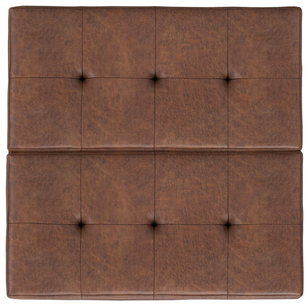 English Elm Dover Lift-Top Ottoman Coffee Table With Storage, Child-Safety Hinges & Rustic Faux Leather Design B136P252685