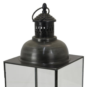 English Elm Laila Square Black Metal Lantern with Clear Glass Panels for Indoor Outdoor Decor B056P416921