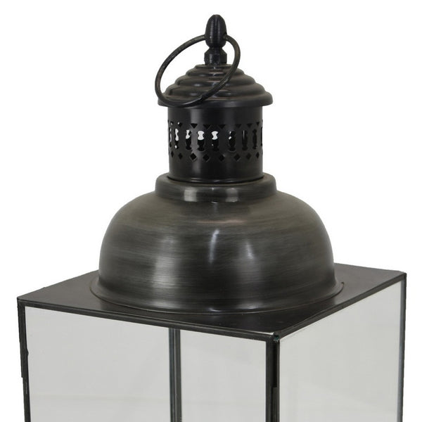English Elm Laila Square Black Metal Lantern with Clear Glass Panels for Indoor Outdoor Decor B056P416921