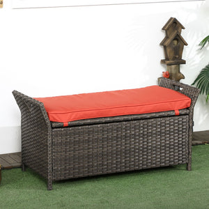 English Elm Outsunny 27 Gallon Wicker Storage Bench - Stylish Outdoor Seating & Storage Solution In Red! W2225P174027-GIGA