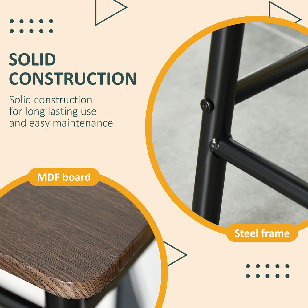 English Elm Homcom 3-Piece Counter Height Bar Table & Stool Set, Space-Saving Design With Storage Shelf, Black/Brown W2225P217932