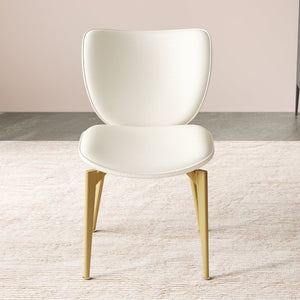 English Elm Set Of 2 Elegant Pu Leather Dining Chairs With Gold-Plated Steel Legs For Modern Home Décor W509P375683-GIGA