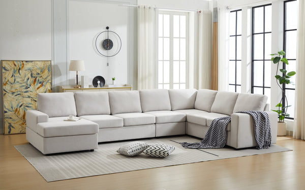 English Elm Large Modular L Shaped Sectional Sofa with Plush Cushions for Contemporary Living B2730S00068
