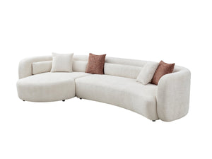 English Elm 132" Boucle Curved Sectional Sofa Modular L Shape Minimalist Seating for Living Room W2664S00104
