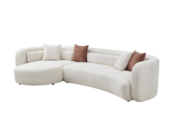 English Elm 132" Boucle Curved Sectional Sofa Modular L Shape Minimalist Seating for Living Room W2664S00104