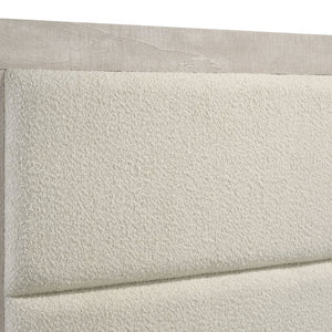 English Elm Strout Queen Panel Bed Bouclé Headboard Whitewashed Veneer Floating Rustic Frame B062S01771
