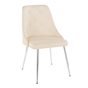 English Elm Giovanni Contemporary Dining Chairs Set Of 2 - Cream Faux Leather & Chrome Metal, Stylish Comfort B202P223574