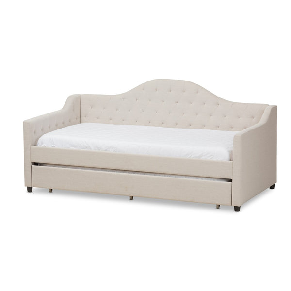 Baxton Studio Baxton Studio Light Beige Upholstered Daybed with Trundle - Modern Elegance for Any Space CF8940-Light Beige-Daybed