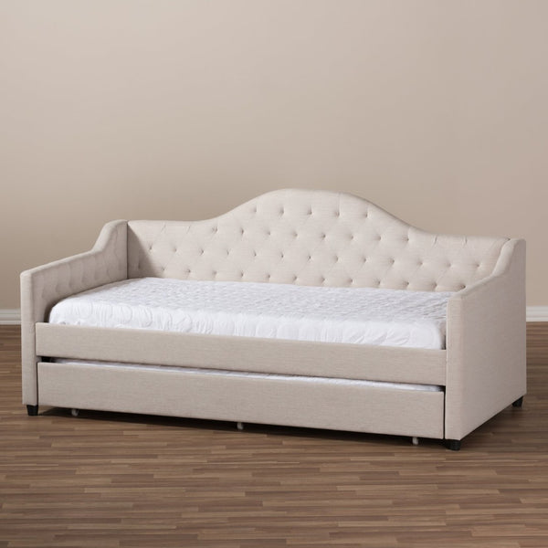 Baxton Studio Baxton Studio Light Beige Upholstered Daybed with Trundle - Modern Elegance for Any Space CF8940-Light Beige-Daybed
