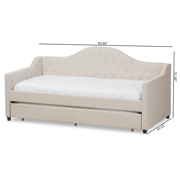 Baxton Studio Baxton Studio Light Beige Upholstered Daybed with Trundle - Modern Elegance for Any Space CF8940-Light Beige-Daybed