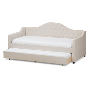 Baxton Studio Baxton Studio Light Beige Upholstered Daybed with Trundle - Modern Elegance for Any Space CF8940-Light Beige-Daybed