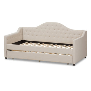 Baxton Studio Baxton Studio Light Beige Upholstered Daybed with Trundle - Modern Elegance for Any Space CF8940-Light Beige-Daybed