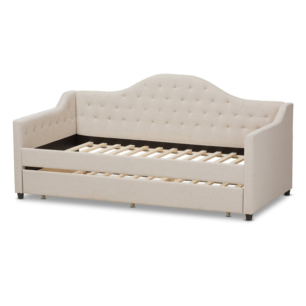 Baxton Studio Baxton Studio Light Beige Upholstered Daybed with Trundle - Modern Elegance for Any Space CF8940-Light Beige-Daybed