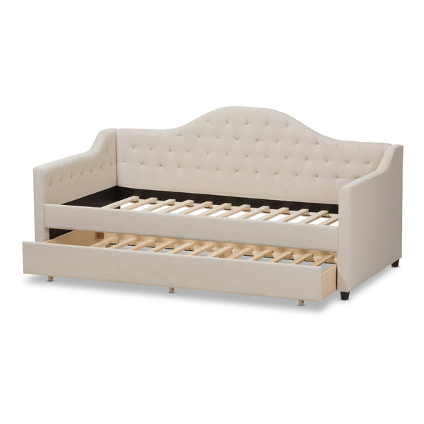 Baxton Studio Baxton Studio Light Beige Upholstered Daybed with Trundle - Modern Elegance for Any Space CF8940-Light Beige-Daybed