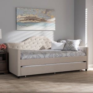 Baxton Studio Baxton Studio Light Beige Upholstered Daybed with Trundle - Modern Elegance for Any Space CF8940-Light Beige-Daybed