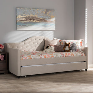 Baxton Studio Baxton Studio Light Beige Upholstered Daybed with Trundle - Modern Elegance for Any Space CF8940-Light Beige-Daybed