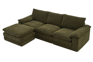 English Elm Modular Cloud Sectional with Ottoman Chenille Deep Seat Lounge Sofa for Living Room W3728S00015