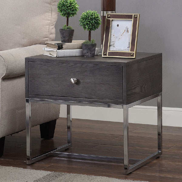 English Elm Rectangular Modern Coffee Table with Sleek Metal Sled Base, Wood Top for Chic Living Room Style Chrome,Gray B016P314031