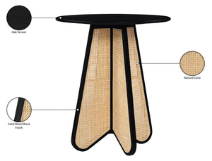 Meridian Furniture Butterfly Solid Rubberwood and Cane Bar Height Table Mid-century Modern Style for Dining Black / Natural 792Black-T