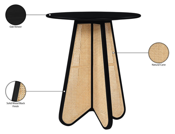 Meridian Furniture Butterfly Solid Rubberwood and Cane Bar Height Table Mid-century Modern Style for Dining Black / Natural 792Black-T