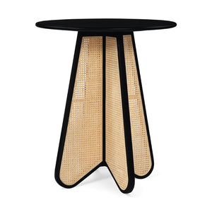 Meridian Furniture Butterfly Solid Rubberwood and Cane Bar Height Table Mid-century Modern Style for Dining Black / Natural 792Black-T