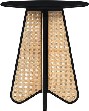 Meridian Furniture Butterfly Solid Rubberwood and Cane Bar Height Table Mid-century Modern Style for Dining Black / Natural 792Black-T