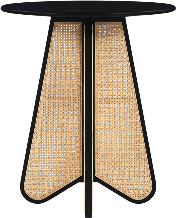 Meridian Furniture Butterfly Solid Rubberwood and Cane Bar Height Table Mid-century Modern Style for Dining Black / Natural 792Black-T