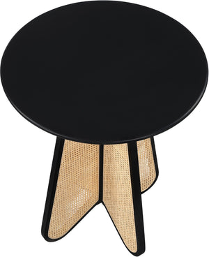 Meridian Furniture Butterfly Solid Rubberwood and Cane Bar Height Table Mid-century Modern Style for Dining Black / Natural 792Black-T