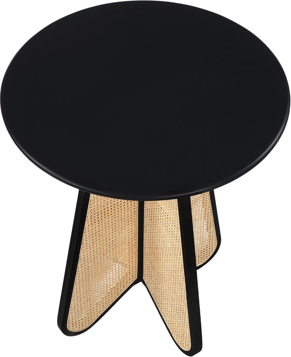 Meridian Furniture Butterfly Solid Rubberwood and Cane Bar Height Table Mid-century Modern Style for Dining Black / Natural 792Black-T