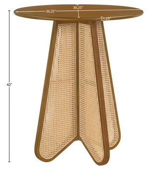 Meridian Furniture Butterfly Solid Rubberwood and Cane Bar Height Table Mid-century Modern Style for Dining Brown / Natural 792Brown-T