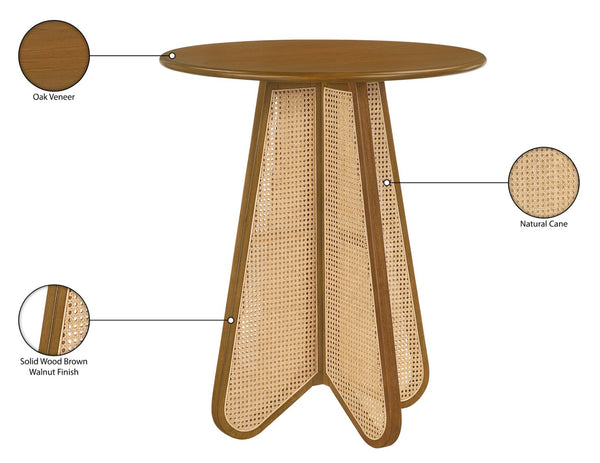 Meridian Furniture Butterfly Solid Rubberwood and Cane Bar Height Table Mid-century Modern Style for Dining Brown / Natural 792Brown-T