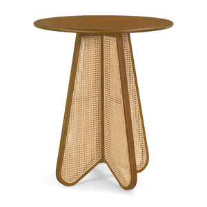 Meridian Furniture Butterfly Solid Rubberwood and Cane Bar Height Table Mid-century Modern Style for Dining Brown / Natural 792Brown-T
