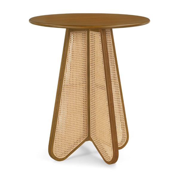 Meridian Furniture Butterfly Solid Rubberwood and Cane Bar Height Table Mid-century Modern Style for Dining Brown / Natural 792Brown-T