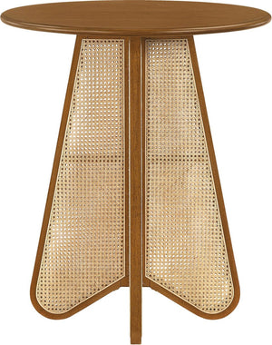 Meridian Furniture Butterfly Solid Rubberwood and Cane Bar Height Table Mid-century Modern Style for Dining Brown / Natural 792Brown-T