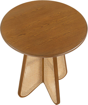 Meridian Furniture Butterfly Solid Rubberwood and Cane Bar Height Table Mid-century Modern Style for Dining Brown / Natural 792Brown-T