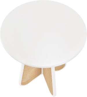 Meridian Furniture Butterfly Solid Rubberwood and Cane Bar Height Table Mid-century Modern Style for Dining White / Natural 792White-T
